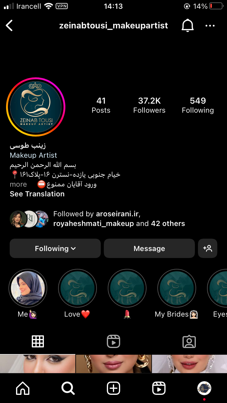زینب طوسی instagram prpfile